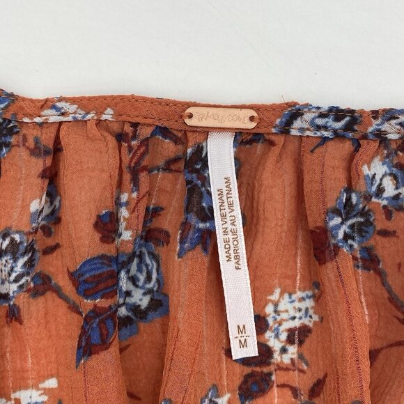 Free People Final Rose Chiffon Long Sleeve Blouse Crop Rust Size M - Picture 4 of 13